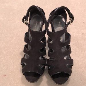 Christian Siriano strappy black suede heels